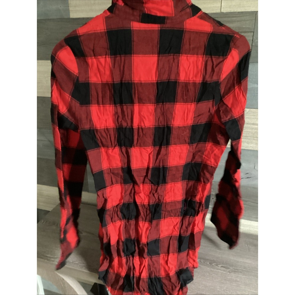 NWT‎ Express Women Plaid SZ S/P Red And Black Tie In Front Cute - Picture 8 of 8